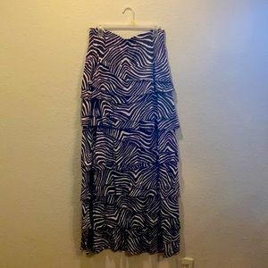 Soft Surroundings long multilayered zebra skirt